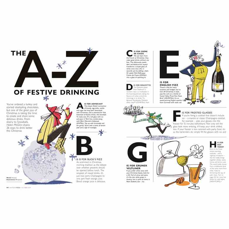 Waitrose Food Magazine, 'A-Z  of Festive Drinking', Nov. 2024 issue,